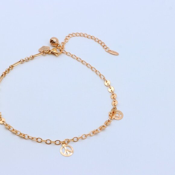 "Rose Gold Anklet with Flower & Peace Charms, XPAL1171 - Picture 12 of 12